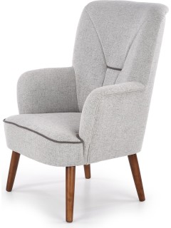 Fauteuil gris et pieds...