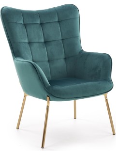 Fauteuil velours vert et...