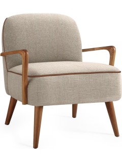 Fauteuil beige pieds bois...