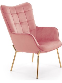 Fauteuil velours rose et...