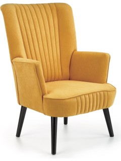 Fauteuil velours jaune et...
