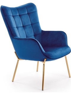 Fauteuil velours bleu et...
