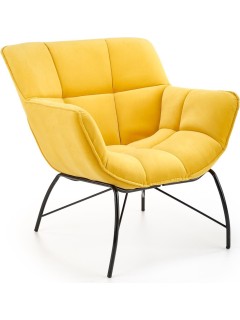 Fauteuil velours jaune et...