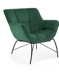 Fauteuil velours vert et...