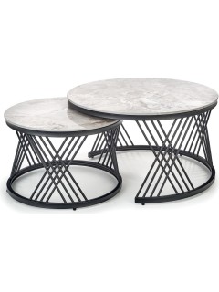 Table basse ronde grise et...