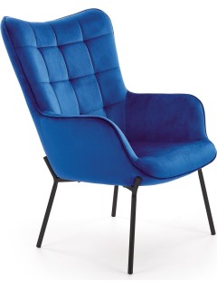 Fauteuil velours bleu et...