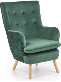 Fauteuil velours vert et...
