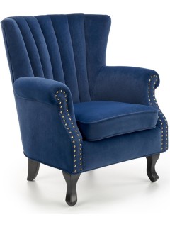 Fauteuil velours bleu et...
