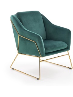 Fauteuil velours vert et...