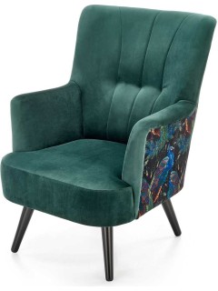 Fauteuil velours vert -...