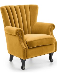 Fauteuil velours jaune et...