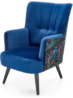 Fauteuil velours bleu -...