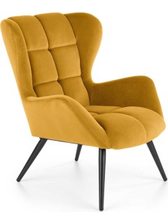 Fauteuil velours jaune et...
