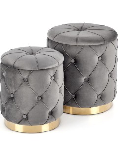 Pouf design métal gris et...