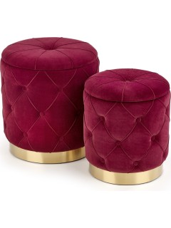 Pouf design métal rouge et...