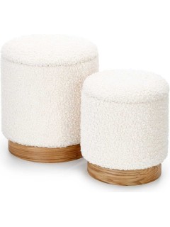 Pouf design bois clair et...