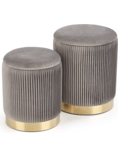 Pouf design métal gris et...