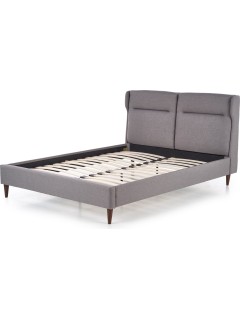 Lit double gris et bois...