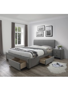 Lit design gris et bois...