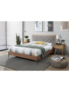 Lit double bois et gris...