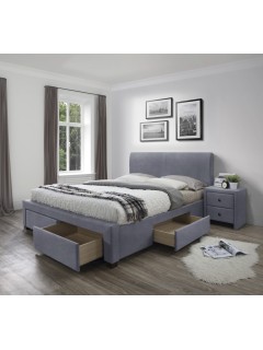 Lit double design gris et...