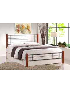 Lit double design bois...