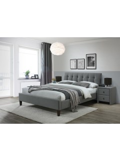 Lit double gris l160 cm...