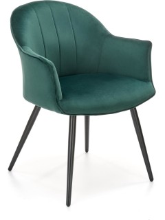 Chaise design tissu vert et...