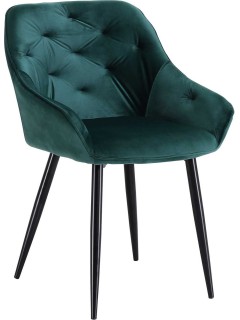 Chaise design tissu vert et...