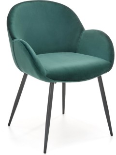 Chaise tissu vert et pieds...