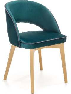 Chaise design tissu vert et...