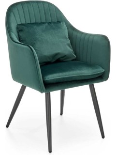 Chaise design tissu vert et...