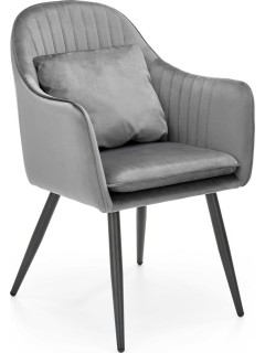 Chaise design tissu gris et...