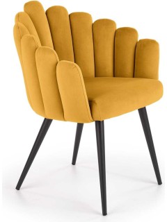 Chaise design tissu jaune...