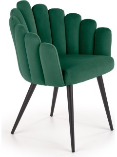 Chaise design tissu vert et...