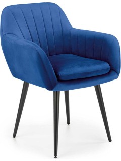 Chaise design tissu bleu et...