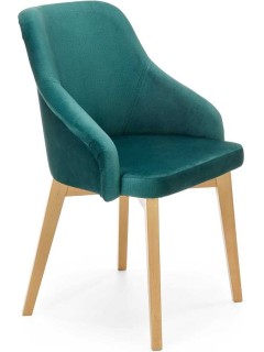 Chaise design tissu vert et...