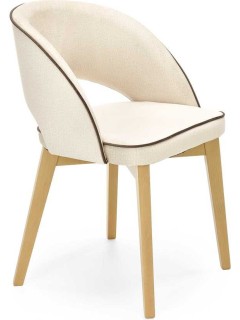 Chaise design tissu beige...