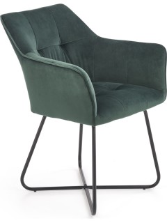 Chaise design tissu vert et...