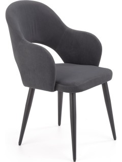 Chaise design tissu gris et...