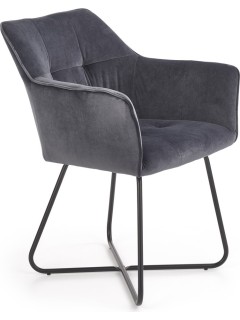 Chaise design tissu gris et...