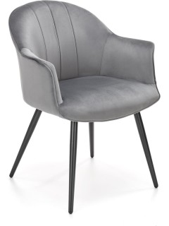 Chaise design tissu gris et...