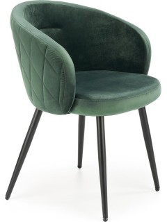 Chaise design tissu vert et...