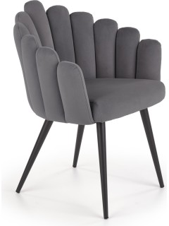 Chaise design tissu gris et...