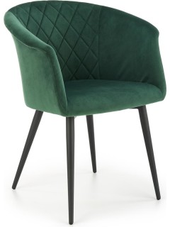 Chaise design en tissu vert...