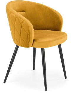 Chaise design tissu jaune...