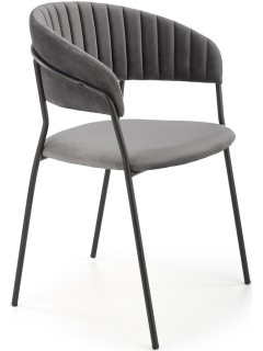 Chaise design tissu gris et...