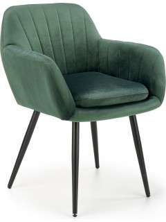 Chaise design en tissu vert...