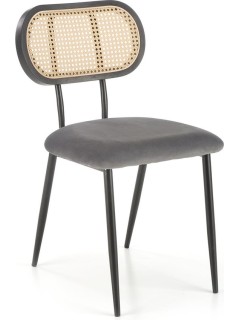 Chaise rotin velours gris...