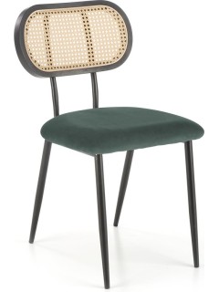 Chaise rotin velours vert...